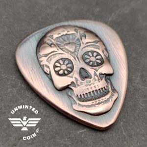 UnMinted Sugar Skull Impression Copper Guitar Pick