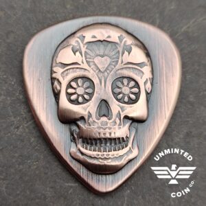 UnMinted Sugar Skull Impression Copper Guitar Pick