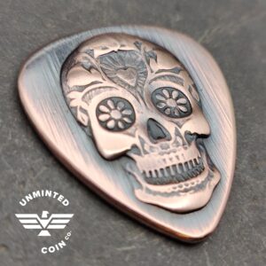 UnMinted Sugar Skull Impression Copper Guitar Pick